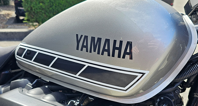 Custom Yamaha motorcycle speed stripe graphics by Baboon Studios Melbourne