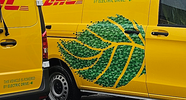 Full DHL fleet vehicle wraps completed by Baboon Studios Melbourne