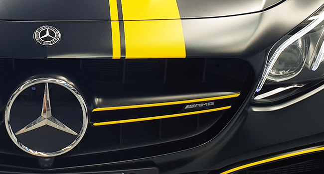 AMG personalised yellow vehicle accents by Baboon Studios Melbourne