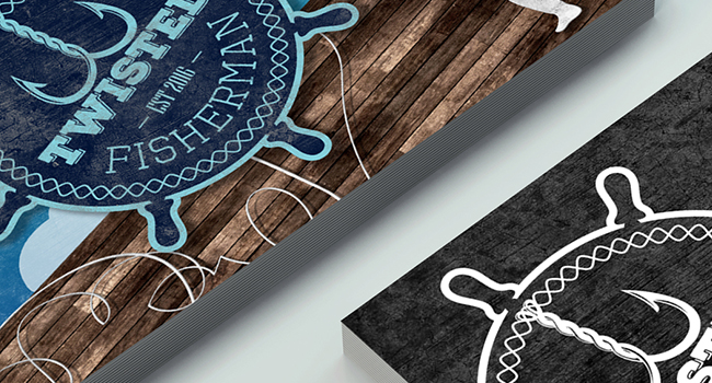 Twisted Fisherman logo design and business card branding by Baboon Studios Melbourne