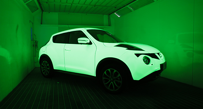 Glow in the dark Nissan Juke custom vinyl wrap by Baboon Studios Melbourne