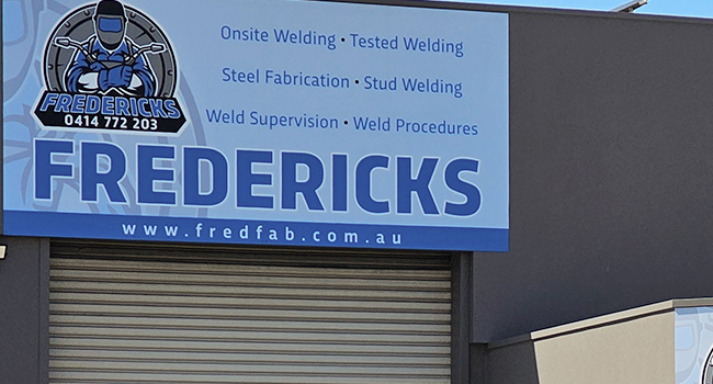 Fredericks building signage installation by Baboon Studios Melbourne