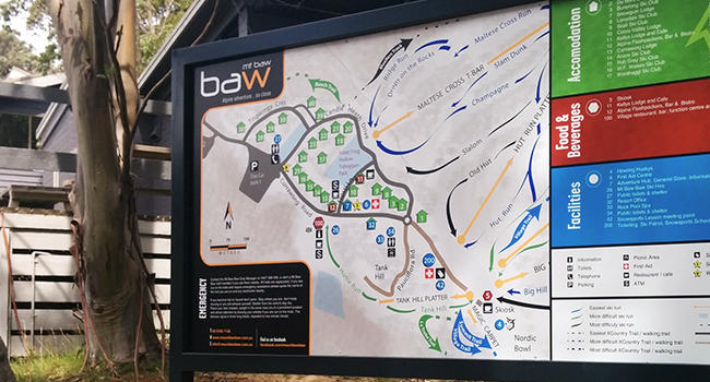 Mt Baw Baw custom signage installation by Baboon Studios Melbourne