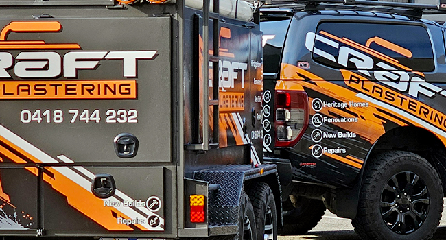 Craft Plastering branded vehicle wrap by Baboon Studios Melbourne